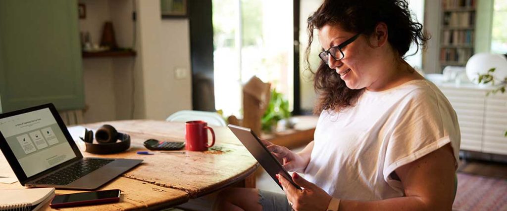 Woman on her tablet